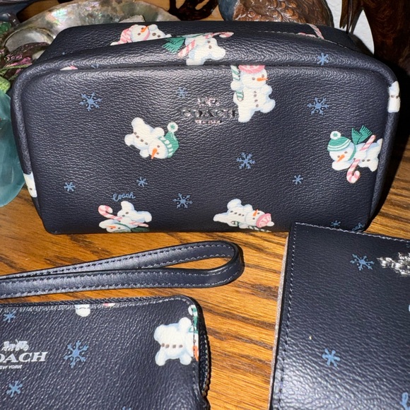 Coach Snowman Print Wallet, Wristlet, Picture Frame, & Makeup Bag Set - Picture 5 of 9